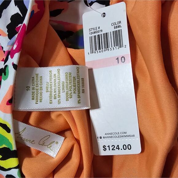 Anne Cole Sun Blossom Flutter Sleeve Zip Up Rash Guard One Piece Swimsuit Sz 10 - Picture 8 of 15